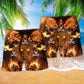 Flaming Skull Fire Beach Shorts Pattern Detail For Everyday Outings And Casual Outdoor Comfort