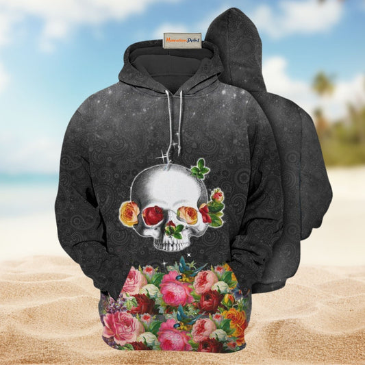 Floral Beautiful Skull Hoodie For Bold Streetwear Seasonal Events And Comfortable Layering
