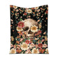 Skull Floral So Mysterious Flannel Blanket For Cozy Bedroom Sofa Decor