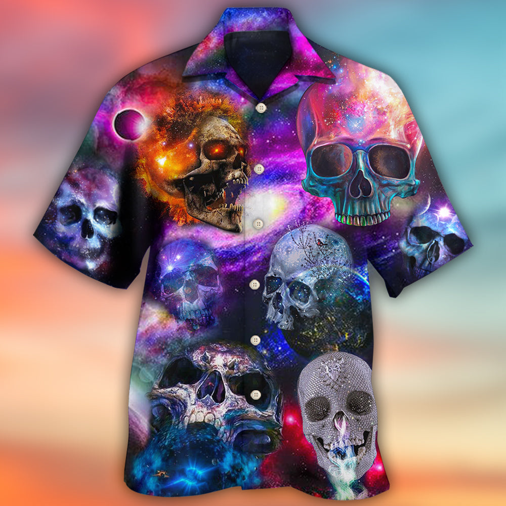 Skull Amazing Galaxy Hawaiian Shirt Pattern Detail For Summer Holidays And Outdoor Fun