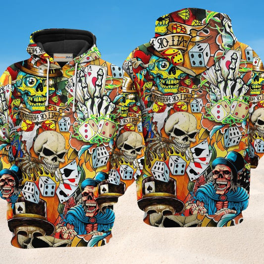 Skull Gambling Game Night Hoodie For Dark Artwork Streetwear And Relaxed Everyday Outfits