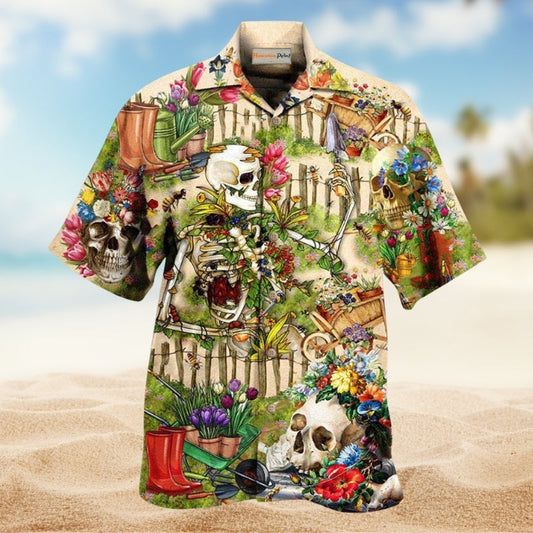 Skull Gardening Saved Me Hawaiian Shirt For Resort Travel Alternative Fashion And Thoughtful Gifting