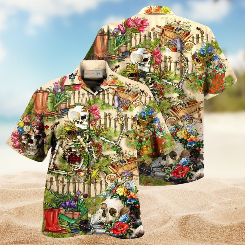 Skull Gardening Saved Me Hawaiian Shirt For Resort Travel Alternative Fashion And Thoughtful Gifting