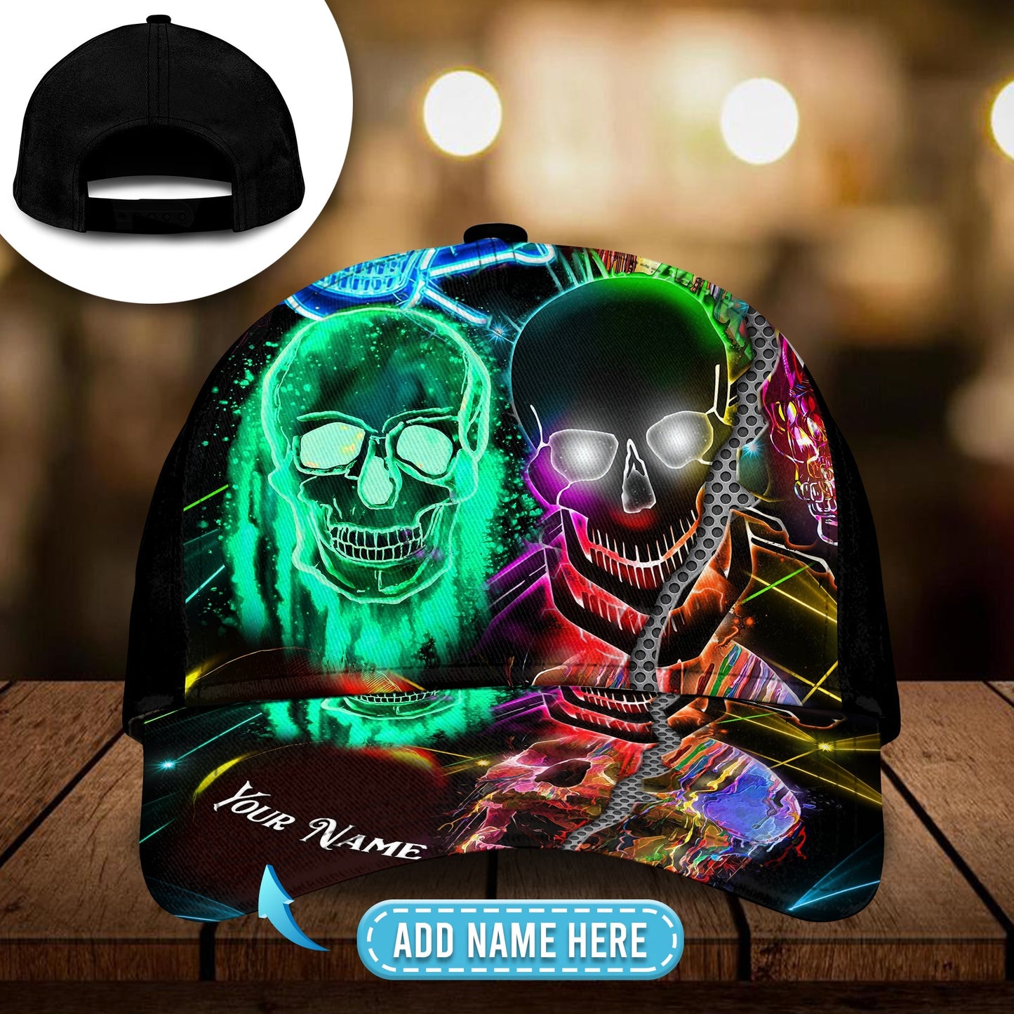 Colorful Glowing Skull Personalized Classic Cap For Beach Days Travel And Relaxed Everyday Outfits