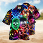 Skull Glowing Hawaiian Shirt For Coastal Adventures Outdoor Gatherings And Casual Warm Weather Wear