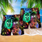 Skull Glowing So Colorful Hawaiian Print Beach Shorts For Striking Resort Looks