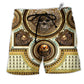 Skull Gold Cool Luxury Style Hawaiian Print Beach Shorts For Fantasy Fan Beach Days