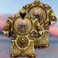Gold Skull Hawaiian Shirt With All Over Print For Summer Travel Coastal Events And Thoughtful Gift Giving