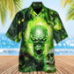 Green Skull Fear No Man Hawaiian Shirt For Resort Travel Summer Events And Thoughtful Casual Gifting