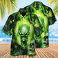 Green Skull Fear Man Hawaiian Shirt For Summer Events And Casual Outdoor Wear