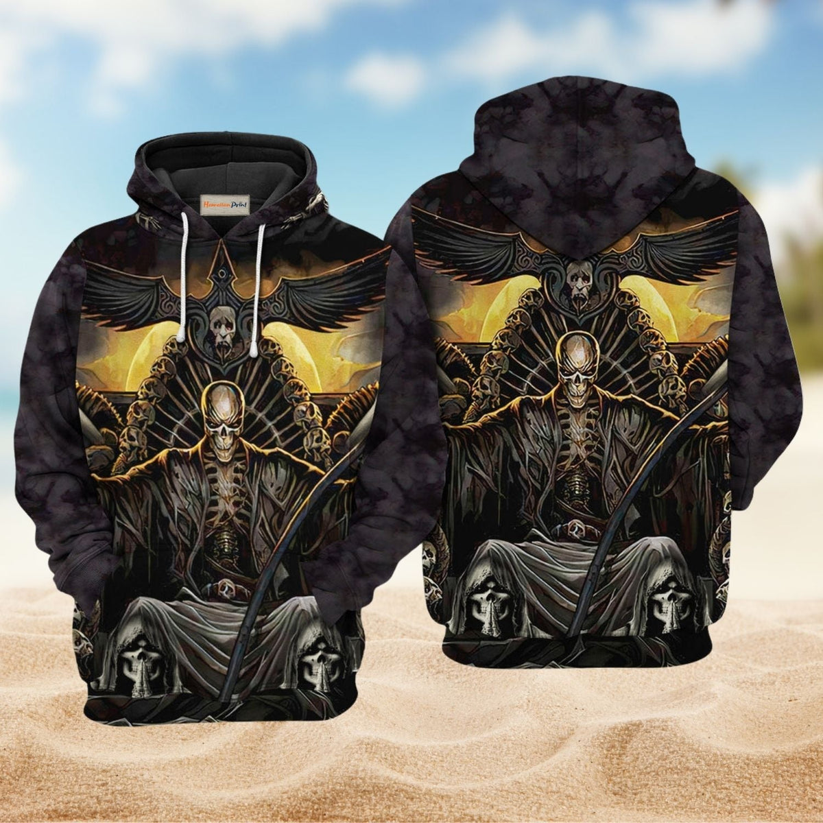 Dark Skull Grim Reaper Hoodie For Gothic Streetwear Night Events And Bold Everyday Style