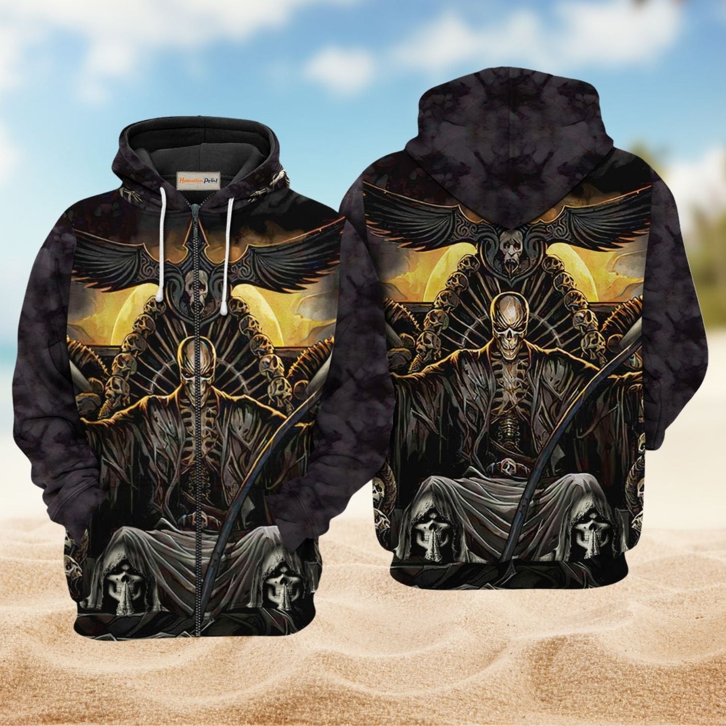 Dark Skull Grim Reaper Hoodie For Gothic Streetwear Night Events And Bold Everyday Style