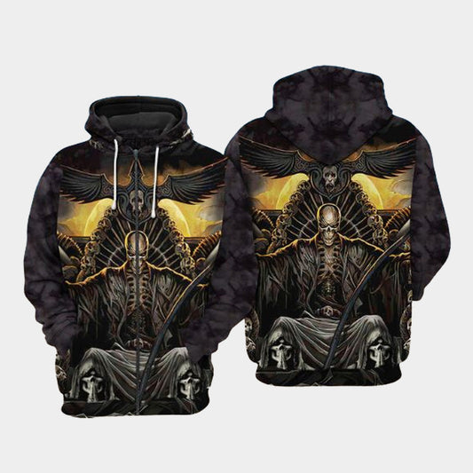 Dark Skull Grim Reaper Hoodie For Gothic Inspired Travel Casual Style And Gift Giving