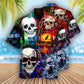 Skull And Guitar Hawaiian Shirt With All Over Print For Summer Events Coastal Travel And Comfortable Styling