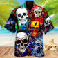 Skull And Guitar Hawaiian Shirt With Detailed Graphic For Summer Events Coastal Travel And Comfortable Styling