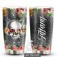 Skull Happiness Love Floral Personalized 20 Oz Tumbler For Coffee Travel And Daily Drinks