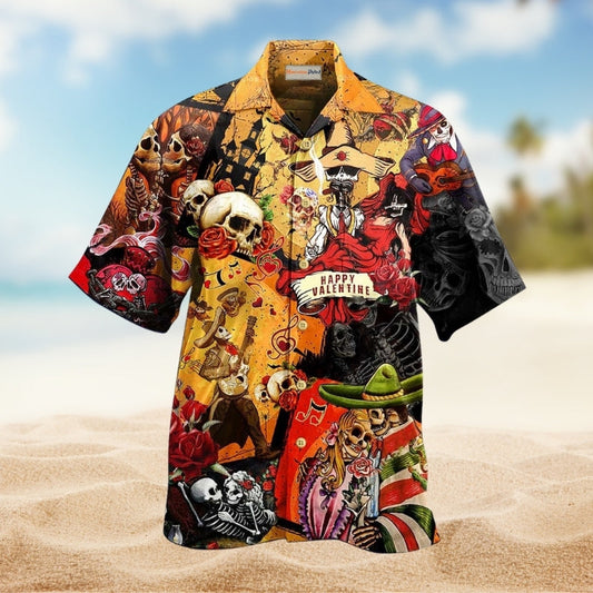 Vintage Skull Artwork Hawaiian Shirt For Resort Trips, Coastal Parties, And Warm Weather Style
