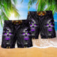 Skull Hello Darkness Purple Smile Beach Shorts Pattern Detail For Beachside Relaxation And Lightweight Summer Style