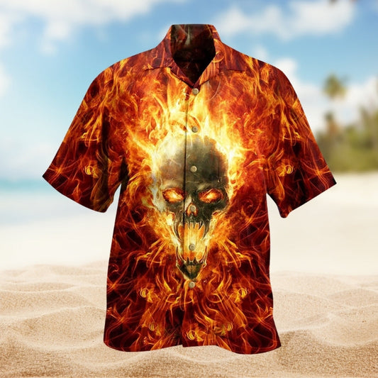 Gothic Dark Skull Hawaiian Shirt For Island Vacations, Casual Events, And Distinctive Seasonal Style