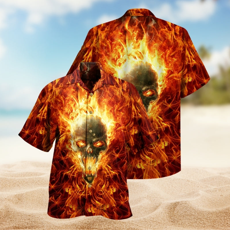 Gothic Dark Skull Hawaiian Shirt For Island Vacations, Casual Events, And Distinctive Seasonal Style