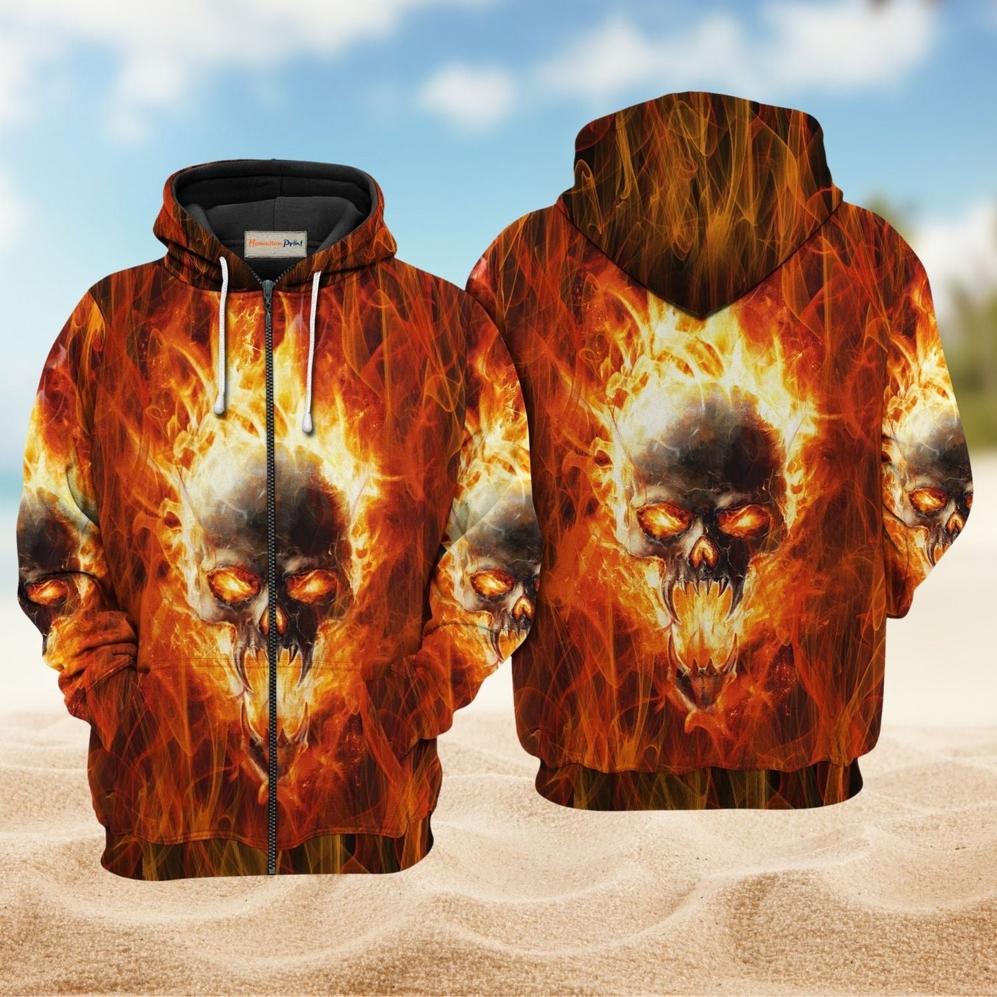 Skull Hot Fire Energy Hoodie For Gothic Art Lovers Daily Wear And Weekend Adventures