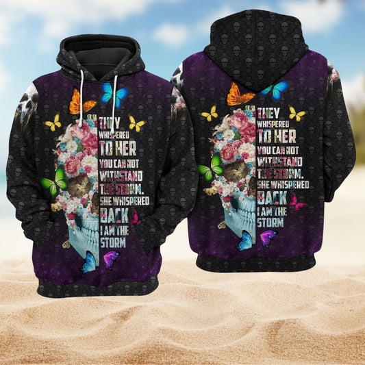 Floral Skull Am Storm Hoodie For Alternative Events Seasonal Outings And Gift Ideas