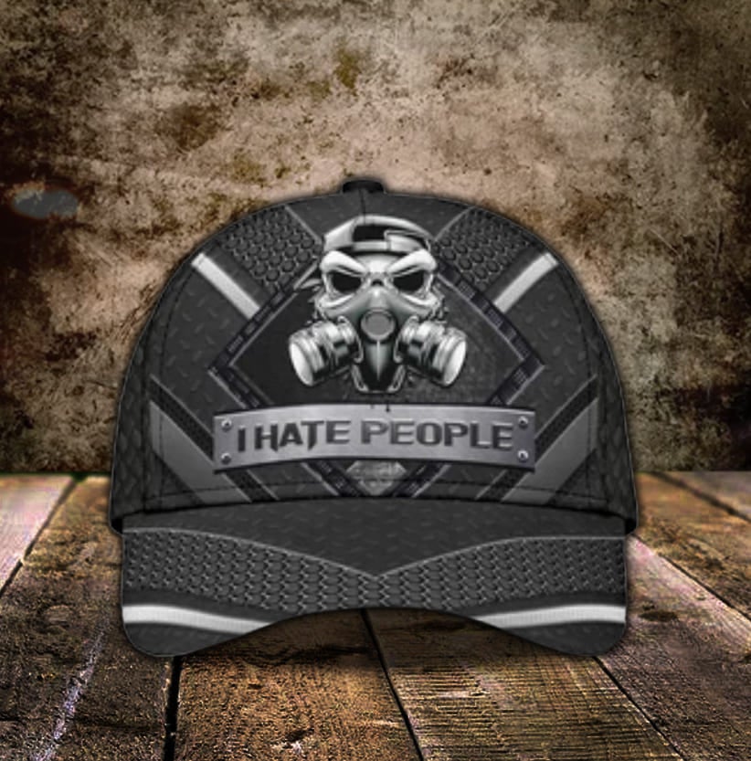 Skull I Hate People Classic Cap For Coastal Trips Outdoor Activities And Gift Giving