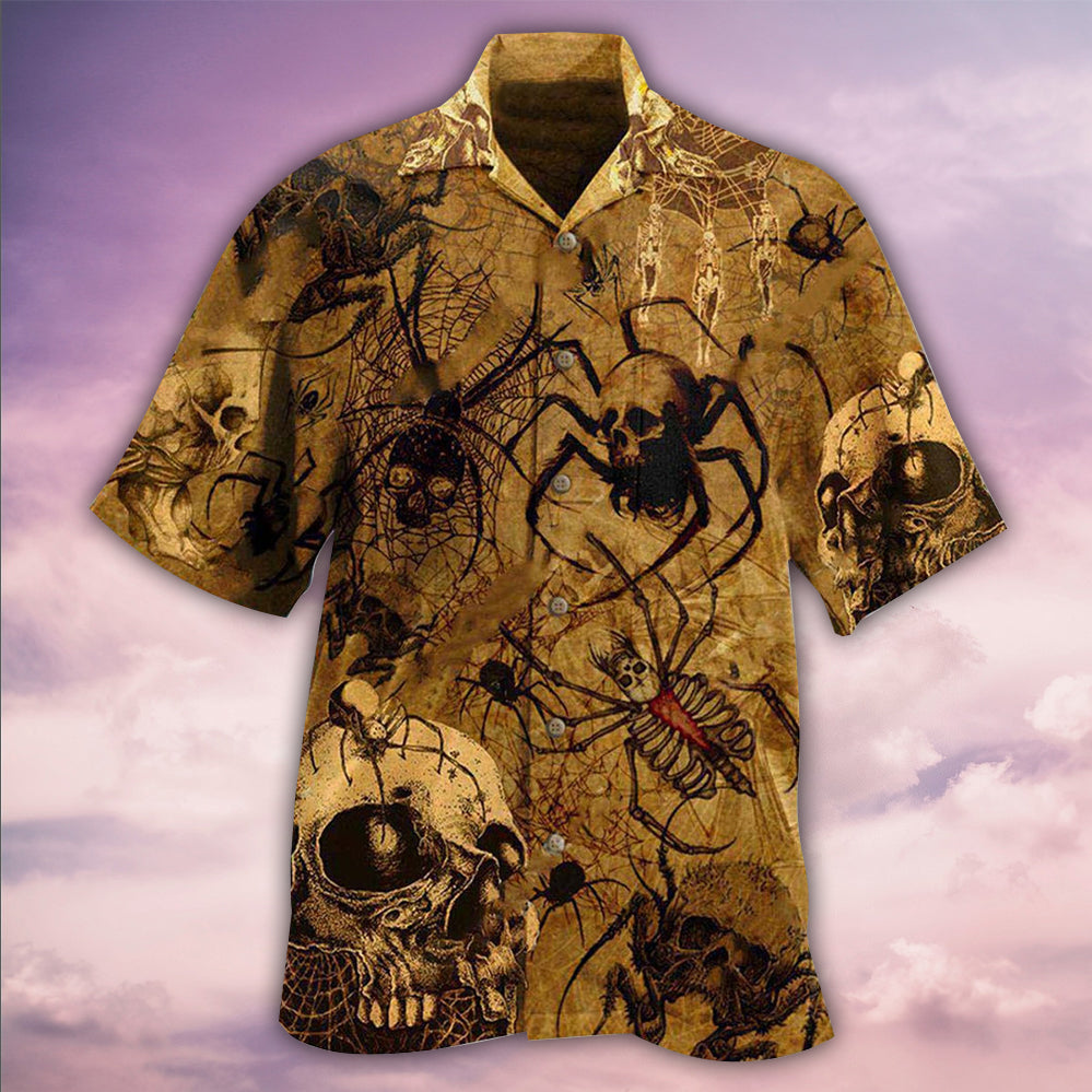Skull Hawaiian Shirt With Tropical Pattern For Island Holidays Summer Parties And Casual Outdoor Wear
