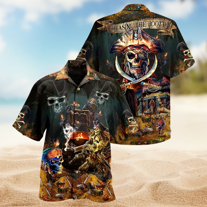 Rebellious Skull Design Hawaiian Shirt For Coastal Travel, Casual Events, And Comfortable Summer Wear