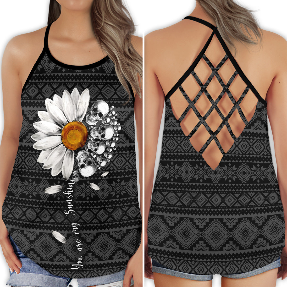 Skull Lady You Are My Sunshine Hollow Tank Top For Workouts Festivals And Bold Style