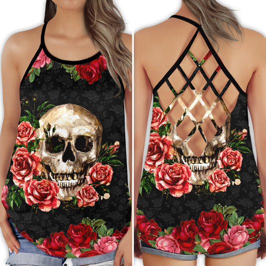 Skull Lady So Modern Gothic Street Art Hollow Tank Top For Workouts Festivals And Bold Style