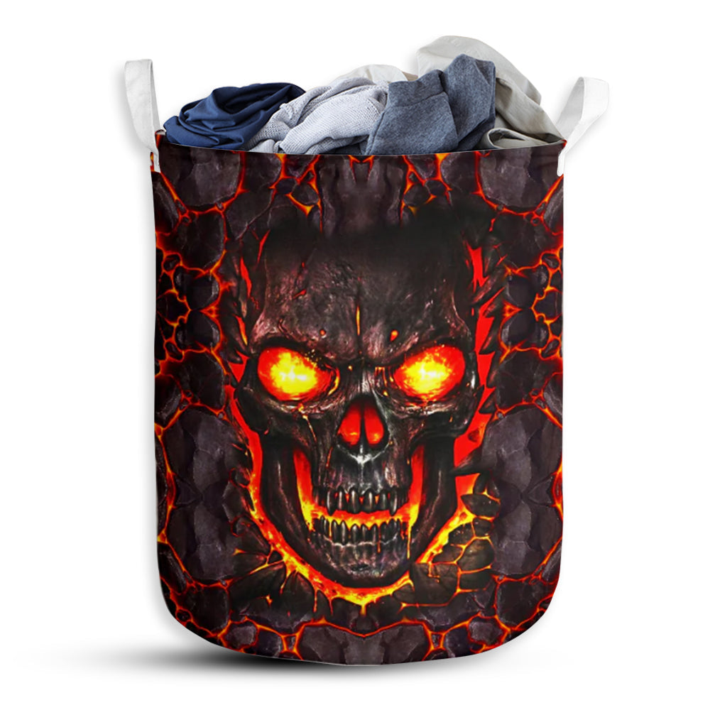 Skull Lava Red And Yellow Laundry Basket For Bathroom Bedroom Storage