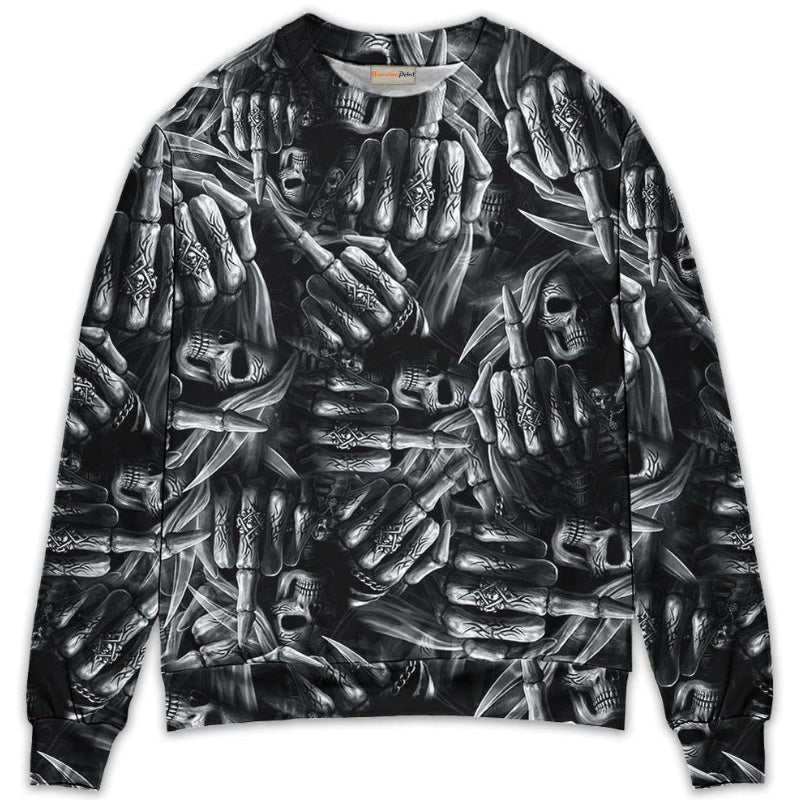 Skull Philosophy Dark Sweater For Art Lovers Holidays Parties And Comfortable Wear