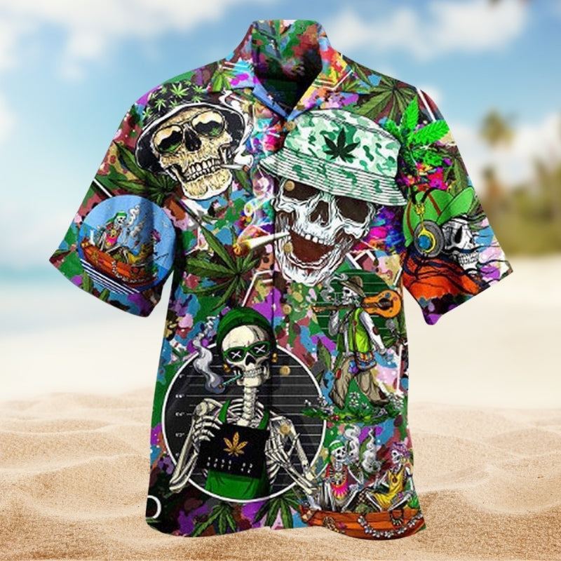 Vintage Skull Hawaiian Shirt For Weekend Escape And Coastal Casual Wear