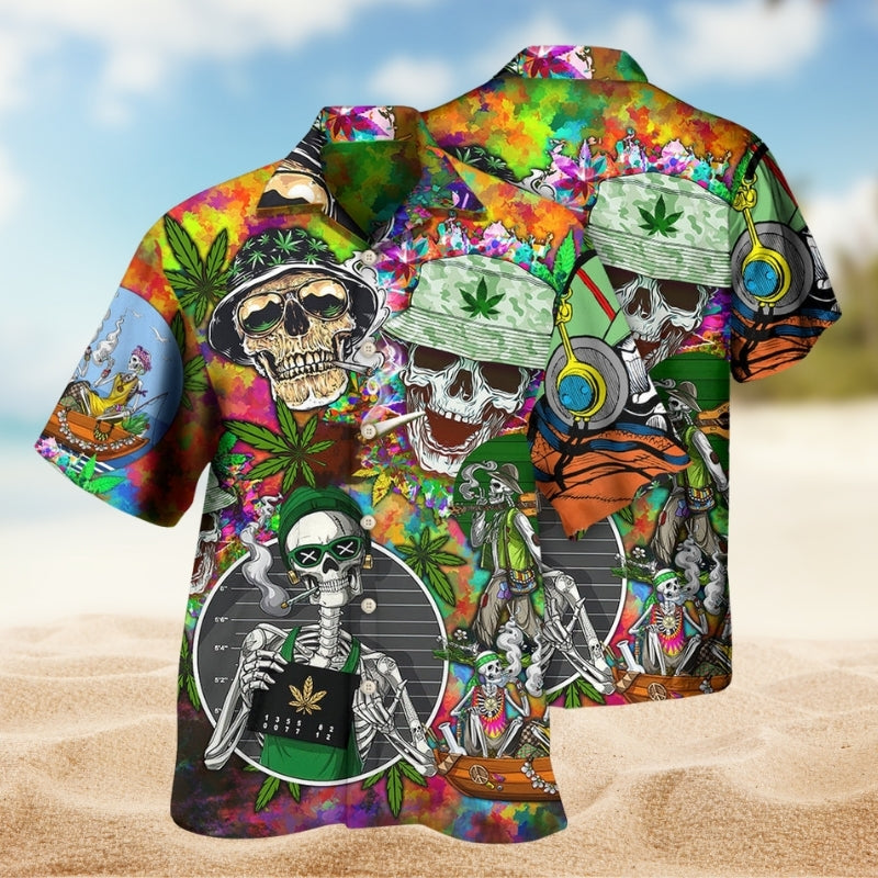 Vintage Skull Hawaiian Shirt For Vacation Cruise And Casual Wear