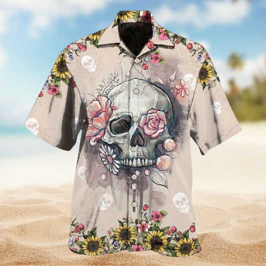 Vintage Skull Hawaiian Shirt For Resort Holiday And Travel Ready Style