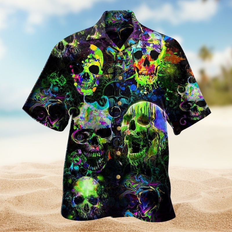 Vintage Skull Hawaiian Shirt For Tropical Retreat And Weekend Wear
