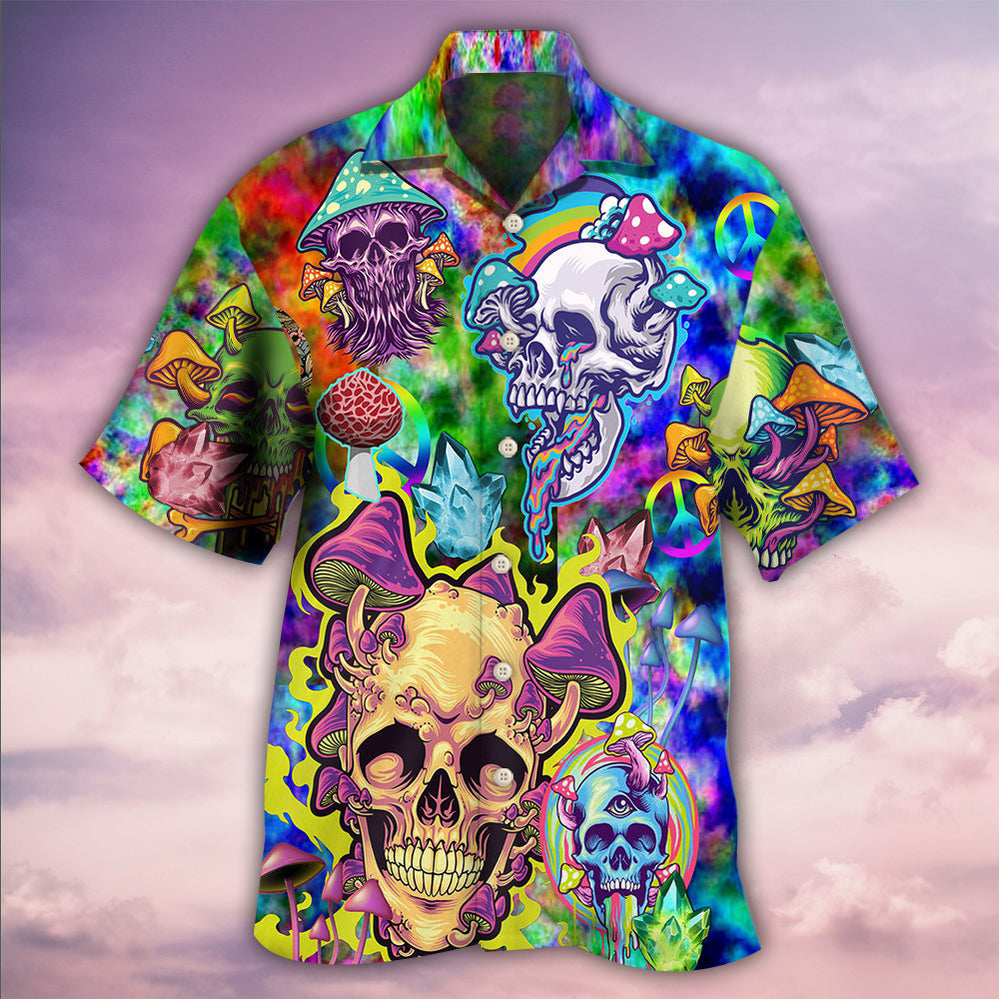 Skull And Mushroom Hawaiian Shirt With Detailed Graphic For Tropical Escapes Resort Wear And Outdoor Celebrations