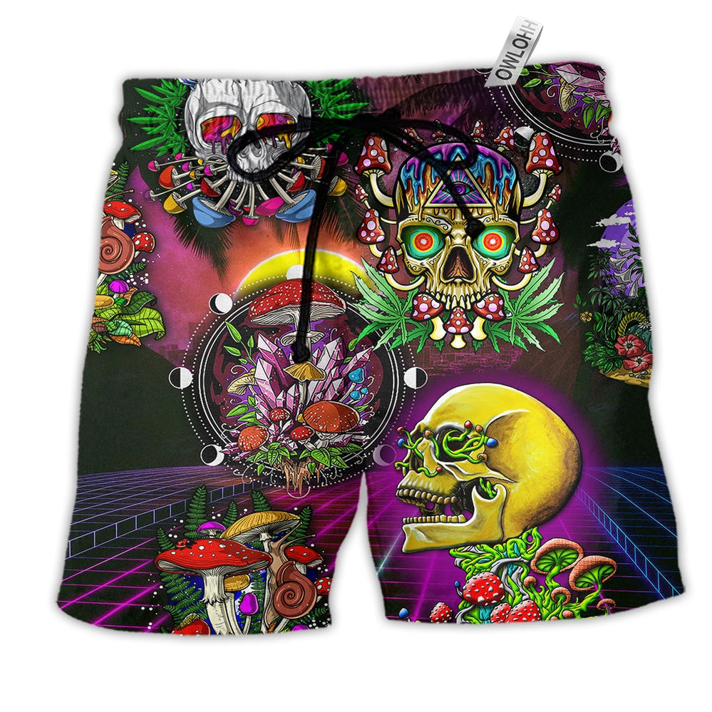 Skull Life Is A Game Skull Hawaiian Print Beach Shorts For Weekend Adventures And Comfort