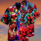 Skull And Apple Hawaiian Shirt With All Over Print For Summer Events Coastal Travel And Comfortable Styling
