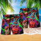 Skull Love Apple Neon Hawaiian Print Beach Shorts For Bold Summer Vacation Style