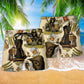 Skull Beer Happy Vintage Beach Shorts Artwork Detail For Coastal Festival Trips