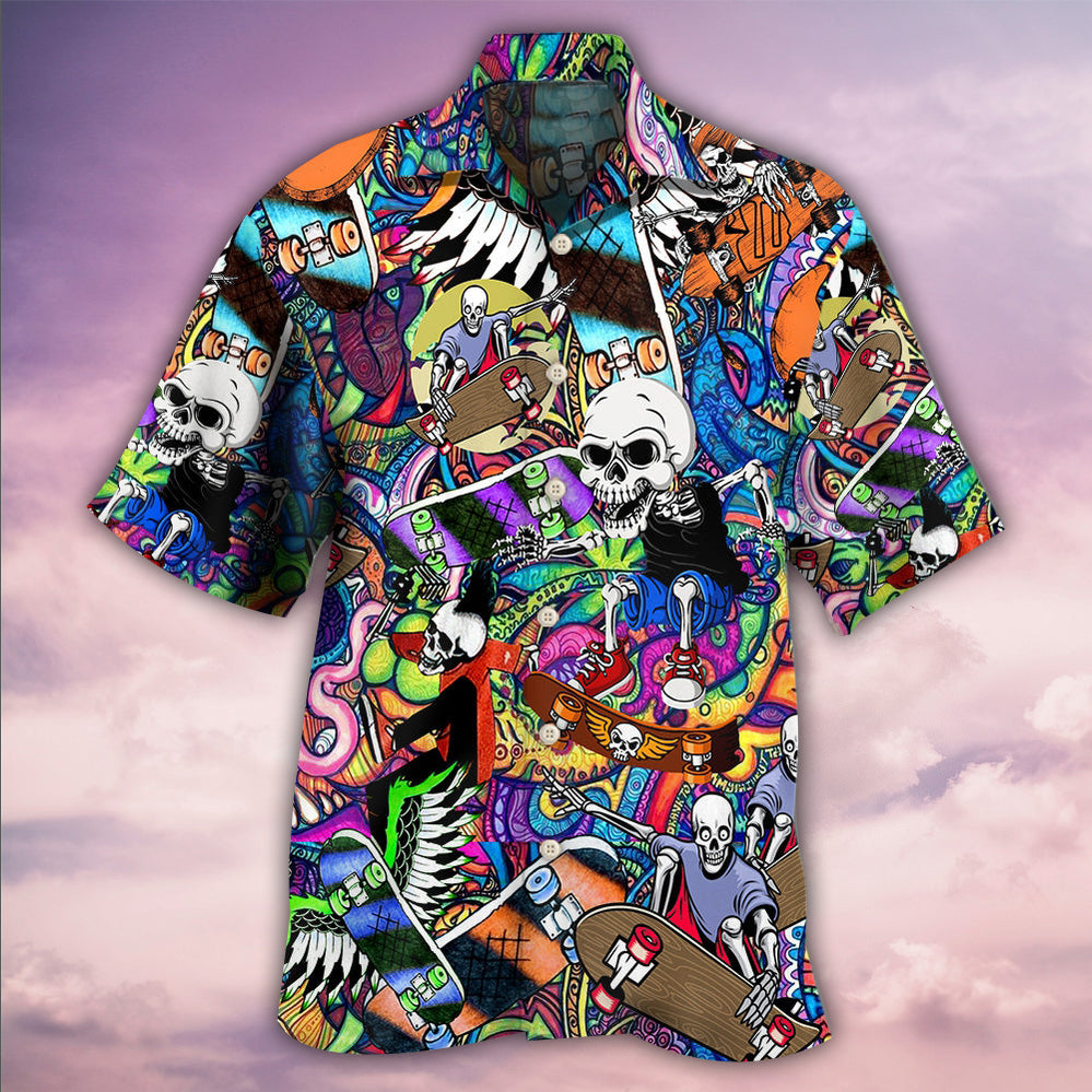 Colorful Skull Hawaiian Shirt With Detailed Graphic For Vacation Parties Beach Outings And Relaxed Daily Wear