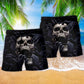 Skull Dark Beach Shorts Design Detail For Spooky Season Travel