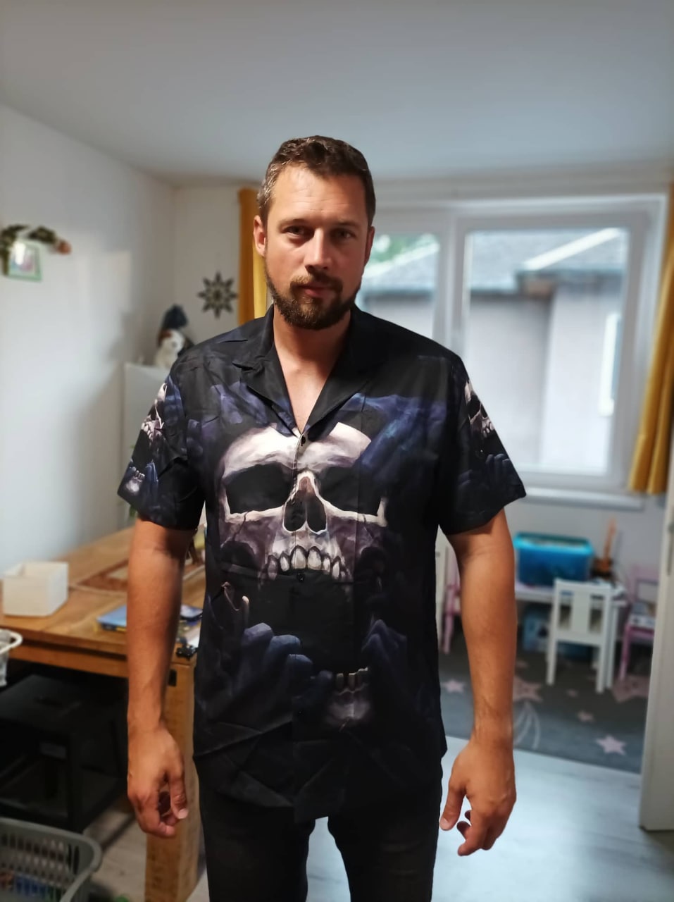 Dark Skull Aesthetic Hawaiian Shirt Pattern Detail For Vacation Travel And Daily Wear