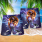 Galaxy Skull Blue Cosmic Beach Shorts Pattern Detail For Cruise Vacations And Thoughtful Gift Giving