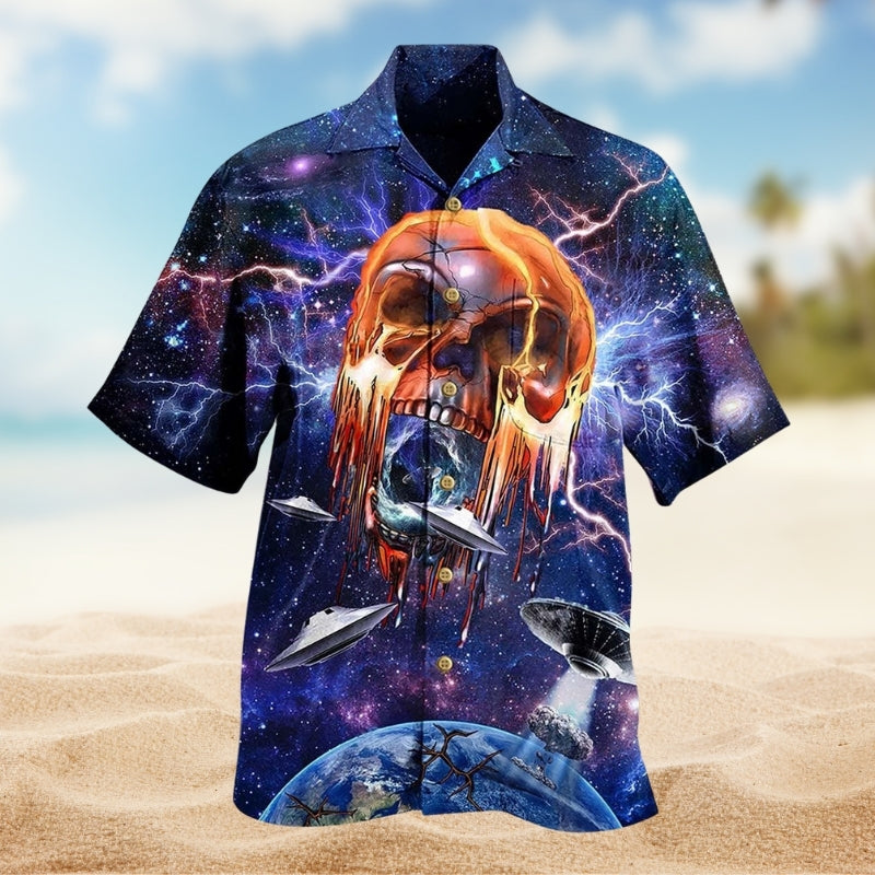 Gothic Skull Graphic Hawaiian Shirt For Beach Days, Summer Outings, And Thoughtful Gift Giving