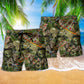 Skull Green Cactus Beach Shorts Design Detail For Resort And Beach Day Style