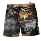Skull Love Hunting In Jungle Hawaiian Print Beach Shorts For Weekend Recreation And Style