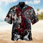 Rebellious Skull Design Hawaiian Shirt For Creative Adventures, Beach Travel, And Bold Warm Weather Wear